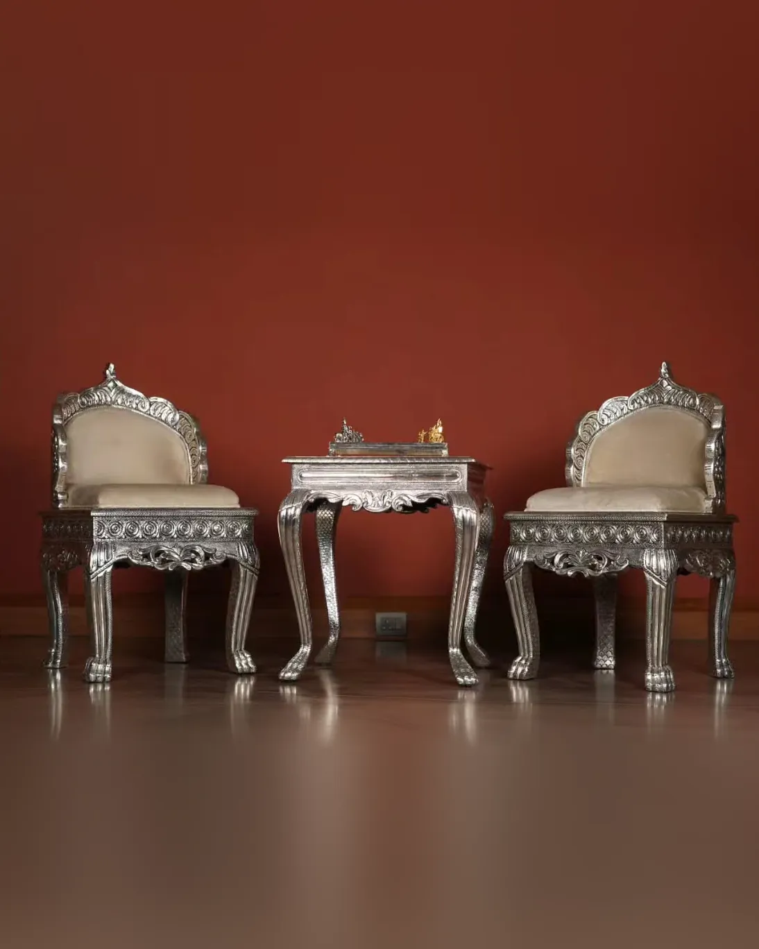 Silver Chairs & Centre Table